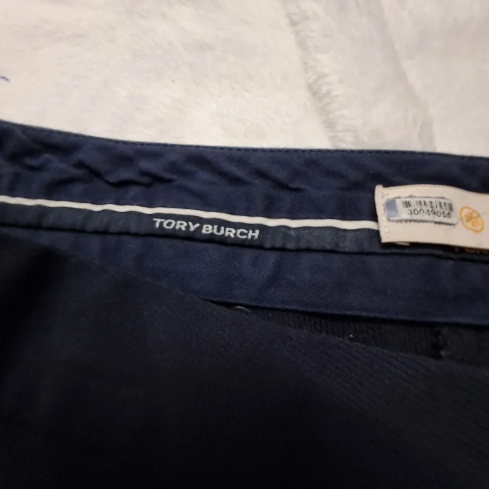 Tory Burch Dress Pants Womens 10 Navy Blue Flare Leg Work Wool Blend Designer
